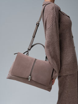 Замшевая сумка сэтчел Colette DBR 31349 капучино  фото 6