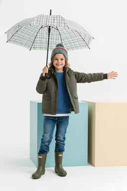 Haki Duz Kapusonlu Regular Erkek Cocuk Mont TKDAW26MO00012