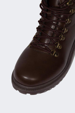 Мужские ботинки из искусственной кожи на плоской подошве со шнуровкой - Defacto фото 6