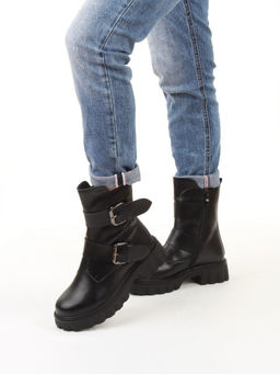 04-PAX40-1Z BLACK Ботинки зимние женские (натуральная кожа, 100% шерсть) размер 38 маломерит на пол