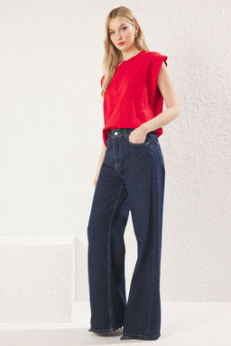 TRENDYOLMILLA K?rm?z? Brode Detayl? Relaxed/Rahat Kal?p Orme T-Shirt TWOSS25TS00089 фото 2