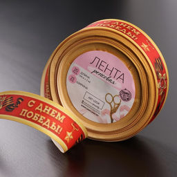 Лента репсовая С Днём победы, 25 мм, 23 1 м, цвет красный - Арт узор фото 2