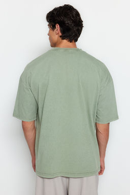 TRENDYOL MAN Premium Antrasit Oversize/Genis Kesim Soluk Efektli %100 Pamuklu T-Shirt TMNSS23TS00153 - Trendyolmilla фото 2