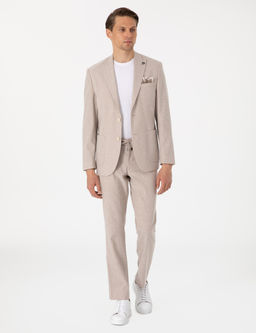 A__k Kahverengi Slim Fit Keten Kar___ml_ Tak_m Elbise