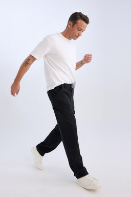 %100 Pamuk Relax Fit Rahat Kal_p Normal Bel Geni_ Pa_a Kargo Cepli Siyah Jean Pantolon - Defacto фото 7