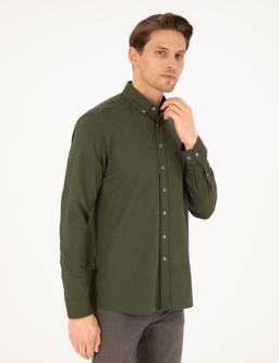 Haki Regular Fit Uzun Kollu G_mlek - Pierre cardin фото 3