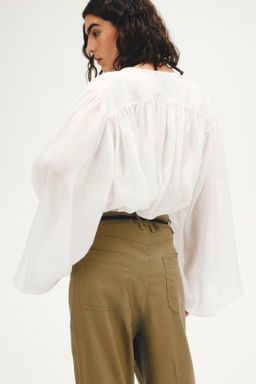 Pantal?n bootcut en mezcla de lino - H&m фото 7