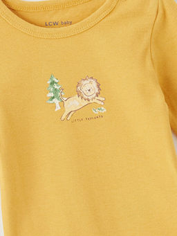 Bask?l? Uzun Kollu Erkek Bebek ??t??tl? Bodysuit 2li