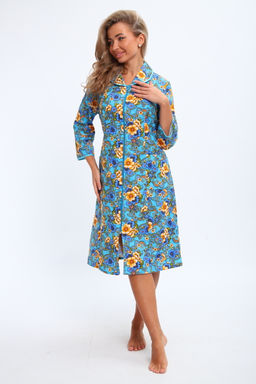 Халат женский из фланели Маша макси цветы