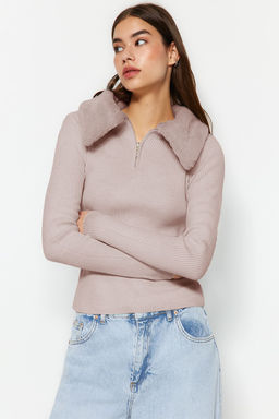 Pudra Polo Yaka Suni Kurk Detayl? Triko Kazak TWOAW24KZ00204 - Trendyolmilla фото 2