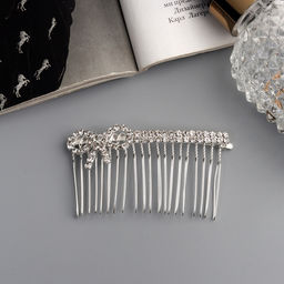 Цена за 2 шт. Гребень для волос QF «Медея», бант мини, 7×3.5 см, серебро