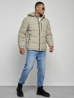 Куртка спортивная мужская зимняя с капюшоном светло-зеленого цвета 8362ZS - Wonderrman фото 4