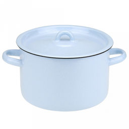 Кастрюля эмалированная 2,9л, д25см, h12см, цилиндрическая форма, металлическая крышка, серо-голубой (Россия)