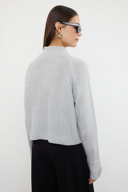 K?rm?z? Crop Fermuarl? Dik Yaka Basic Triko Kazak TWOAW22KZ1632 - Trendyolmilla фото 21