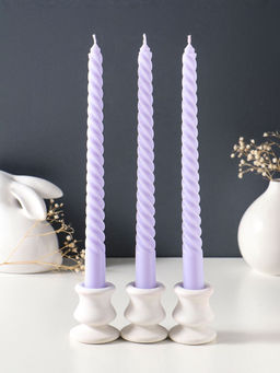 Свеча витая 25 см (набор 3 шт) 57 гр, 5 ч, цв. лаванда