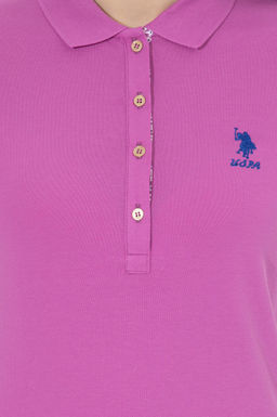 Женская фиолетовая базовая футболка с воротником-поло Неожиданная скидка в корзине - U.s. polo assn фото 12