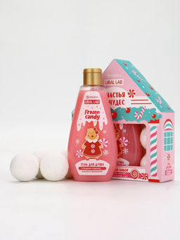 Подарочный набор новогодний Счастья и чудес: гель для душа, 200 мл и бомбочки для ванны 4 шт. ? 40 г, URAL LAB