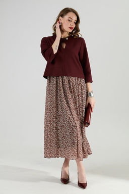 Платье NIKVA н1009-1 бургунди и цветы на винном фоне  фото 3