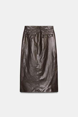 FALDA CORTA PIEL 100% ZW COLLECTION LIMITED EDITION / Marr?n
