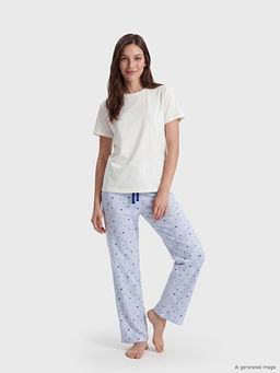 Kalp Bask?l? Kad?n Pijama Alt?