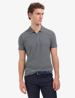 Antrasit Slim Fit %100 Pamuk K_vr_lmaz Polo Yaka Basic Ti__rt
