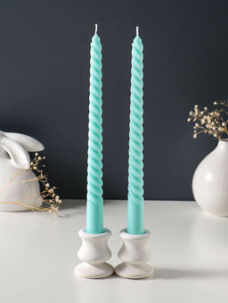 Цена за 2 шт. Свеча витая 25 см (набор 2 шт) 57 гр, 5 ч, цв. мятный