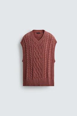 CABLE-KNIT TEXTURED VEST - Zara фото 7