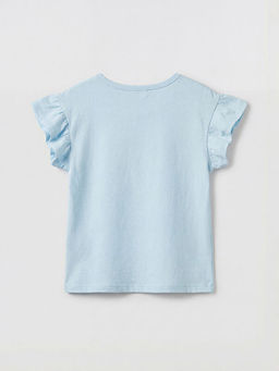 Bisiklet Yaka Bask?l? K?z ?ocuk F?rf?rl? Ti??rt