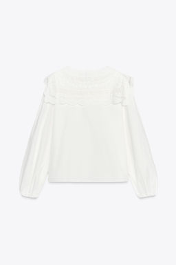 ZW COLLECTION EMBROIDERED COLLAR POPLIN SHIRT - Zara фото 7