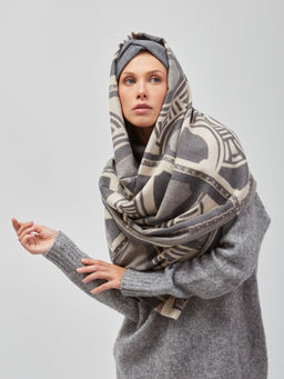 В составе шерсть и кашемир! теплый двусторонний палантин - Tantino фото 5