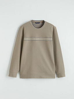 Bisiklet Yaka Bask?l? Erkek Sweatshirt