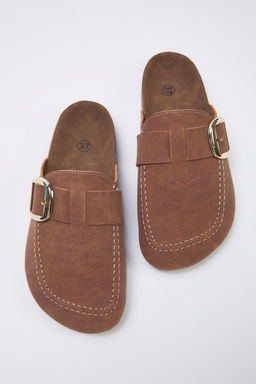 Ac?k Kahverengi Onu Kapal? Kemer Tokal? Kare Burun Duz Kad?n Sabo Terlik TAKSS25TE00000