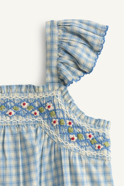 TOP BORDADOS CUADROS LIMITED EDITION / Azul / Blanco - Zara фото 8