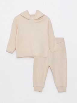 Kap??onlu Uzun Kollu Basic Erkek Bebek Sweatshirt ve Pantolon 2li Tak?m