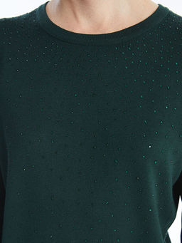 Bisiklet Yaka Ta?l? Kad?n Triko Kazak