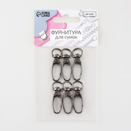 Цена за 2 шт. Карабин металлический, 38×12 мм / 10×1 мм, 6 шт., цвет чёрный никель