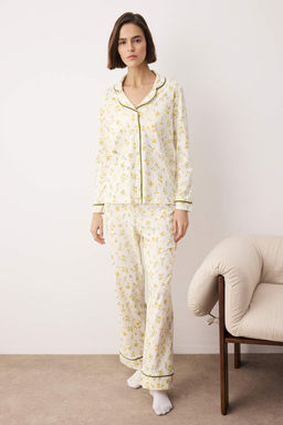 Trendyolmilla Pembe %100 Pamuklu Cicekli Biyeli Orme Pijama Tak?m? THMAW25PT00202  фото 14