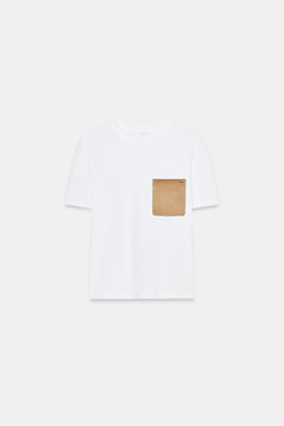 CAMISETA BOLSILLO CONTRASTE / Blanco - Zara фото 6