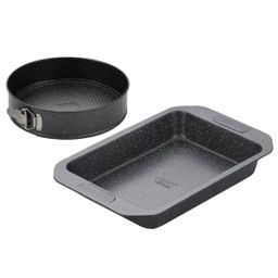 50741 GIPFEL Набор из 2 форм для выпечки MARBLE BLACK c антипригарным покрытием: круглая разъемная 24смx6,5см, толщина 0,4мм; прямоугольная 39,5х28х5см, толщина 0,5мм. Материал: углеродистая сталь, цв  фото 2