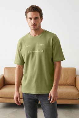 TRENDYOL MAN Siyah Oversize/Genis Kesim Nak?sl? Dokulu T-Shirt TMNSS25TS00129 - Trendyolmilla фото 11