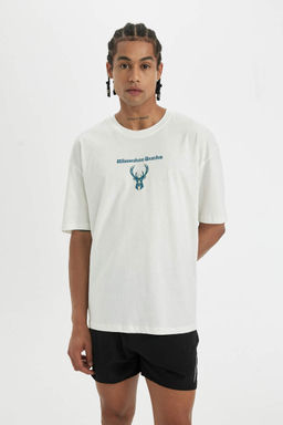 DeFactoFit Футболка оверсайз с круглым вырезом и короткими рукавами НБА Милуоки Бакс  фото 2