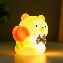 Фигурка световая RISALUX «Мишка», LED-ночник, от батареек, бело-розовый, 8.3×9 см