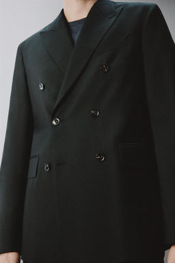 DOUBLE-BREASTED WOOL BLEND SUIT BLAZER - Zara фото 6
