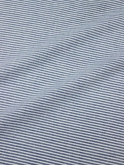 Вареный (стираный) хлопок Белая полоска на синем меланже, ш.2.5м, хл-100%, 125гр/м.кв