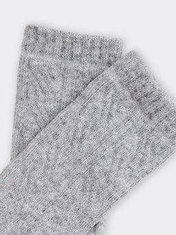 Цена за 5 пар! Теплые Носки детские в светло-сером цвете с ажурным рисунком - Mark formelle фото 4