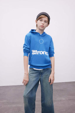 Erkek Cocuk Yesil Yaz? Bask?l? Cepli Kapusonlu Okul Sweatshirt - Defacto фото 2