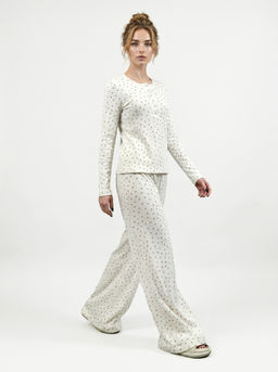 Пижама с принтом сердечки OD-1011-1 молочный