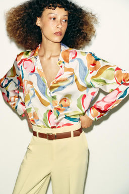 FLORAL PRINT SATIN SHIRT - Zara фото 2