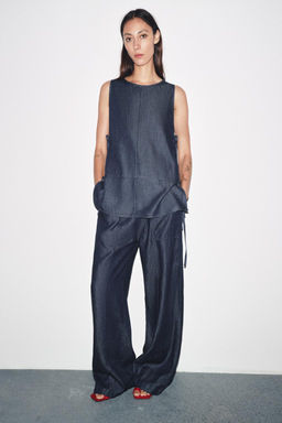 ZW COLLECTION DENIM TIE TOP - Zara фото 5