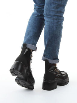 01-F591-1 BLACK Ботинки демисезонные женские (натуральная кожа, искусственная кожа) - Фабричный китай фото 18